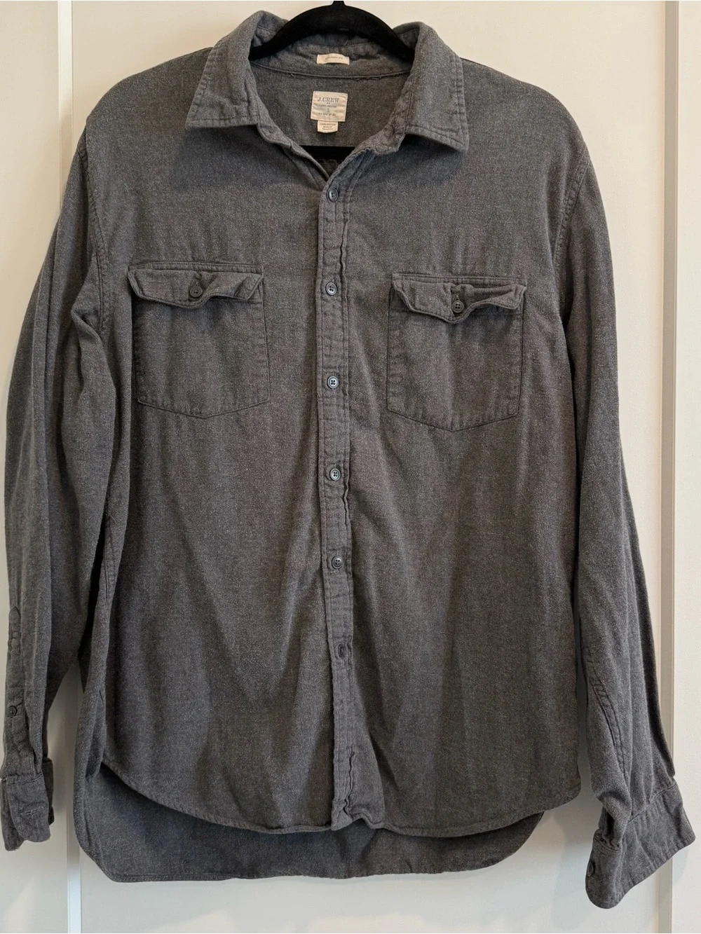 J. Crew Vintage Men's Gray Button-Down Work Shirt 100% Cotton - Size Large